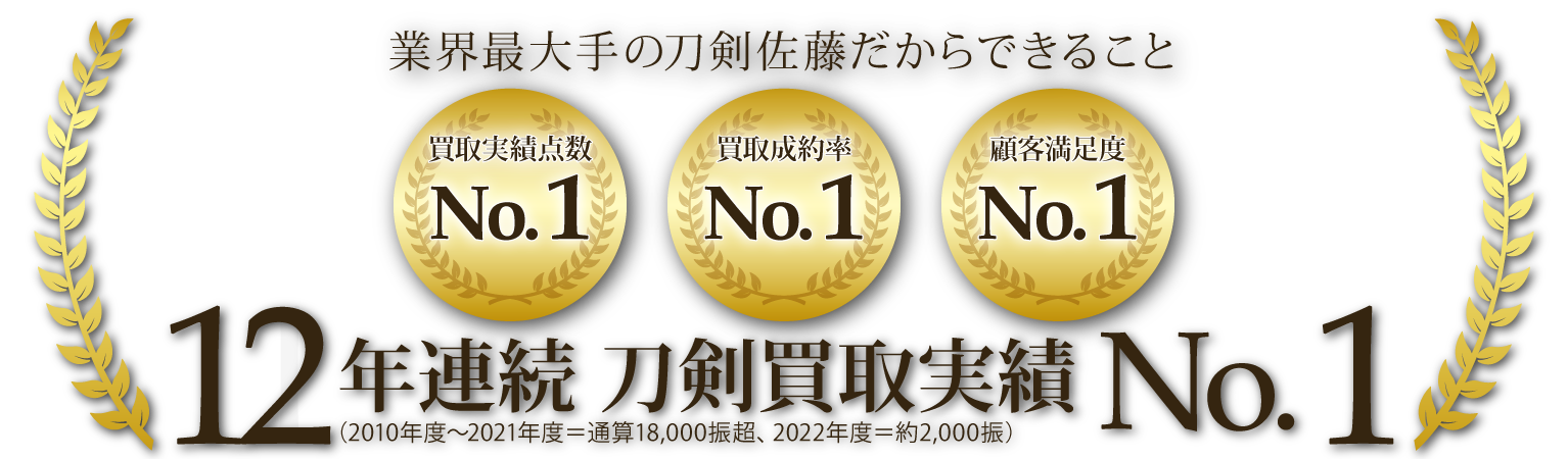 刀剣佐藤は、12年連続 刀剣買取実績 No.1